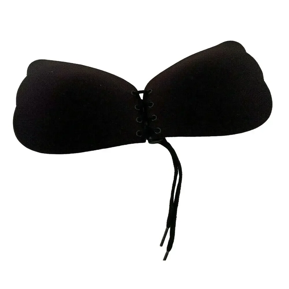 Lot of 7 Cup Size B Strapless Self Adhesive Silicone Bra Reusable Backless Black